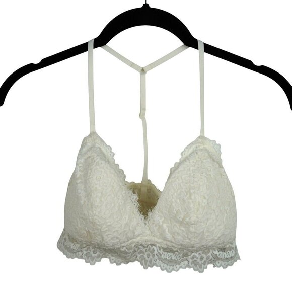 Aerie Cream Lace Bralette With Scalloped Hem & Adjustable Straps Sz S/P - Picture 1 of 4